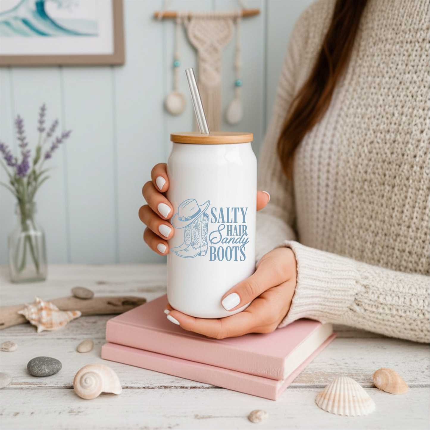 Salty Hair Sandy Boots Tumbler, Tote Bag & Coastal Accessories ππ€