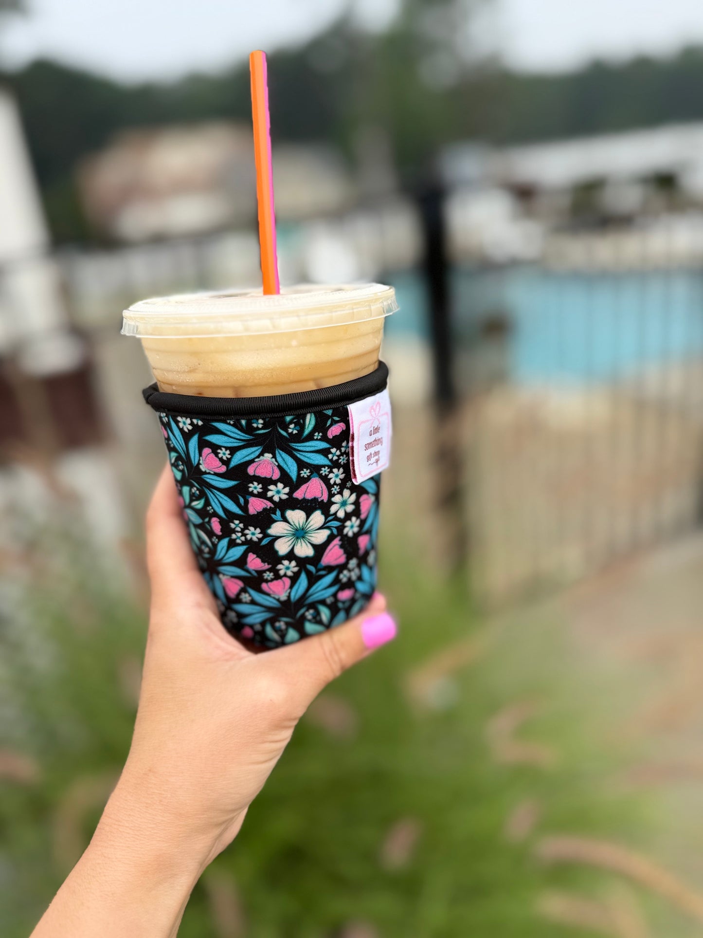 Black Floral Coffee Sleeve β Small (16β18 oz) βπΈ