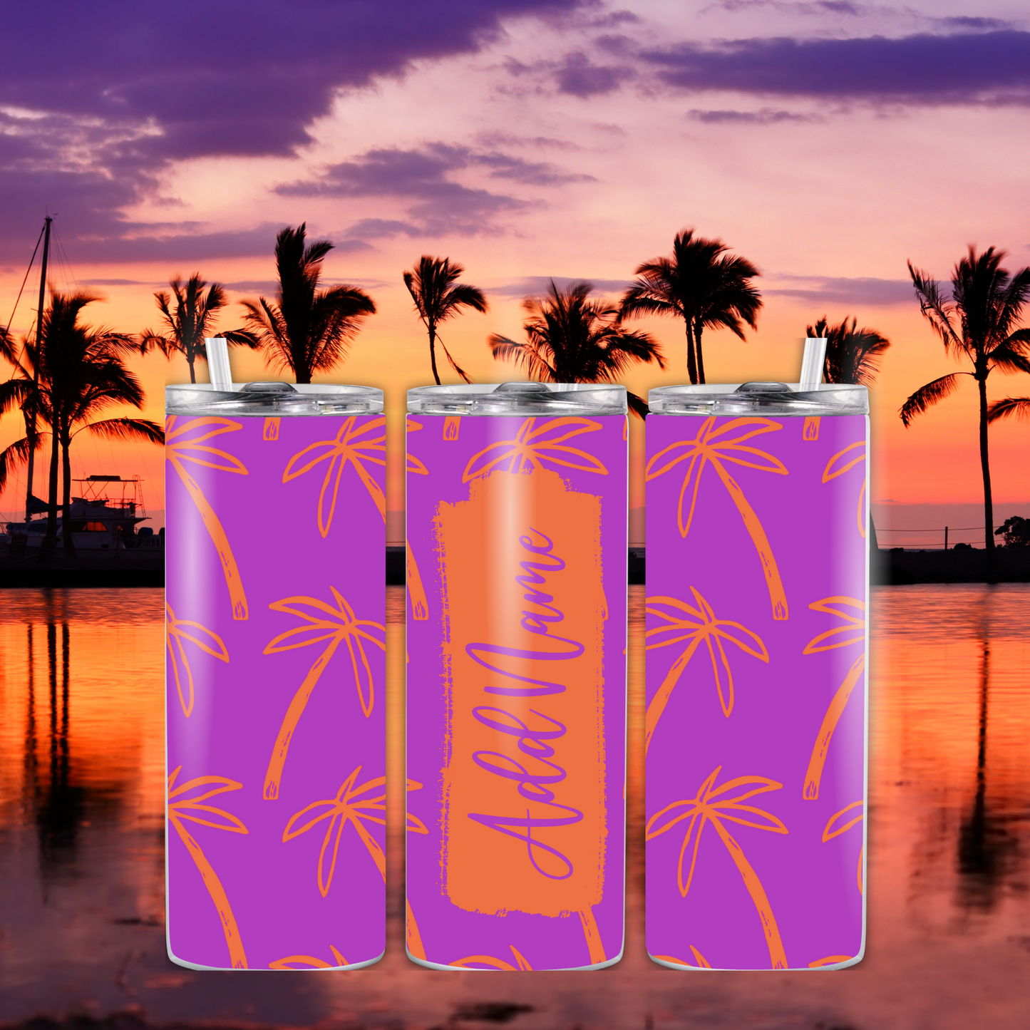 Personalized Summer/Vacation Inspired 20 oz Skinny Tumblers (Choose your design)