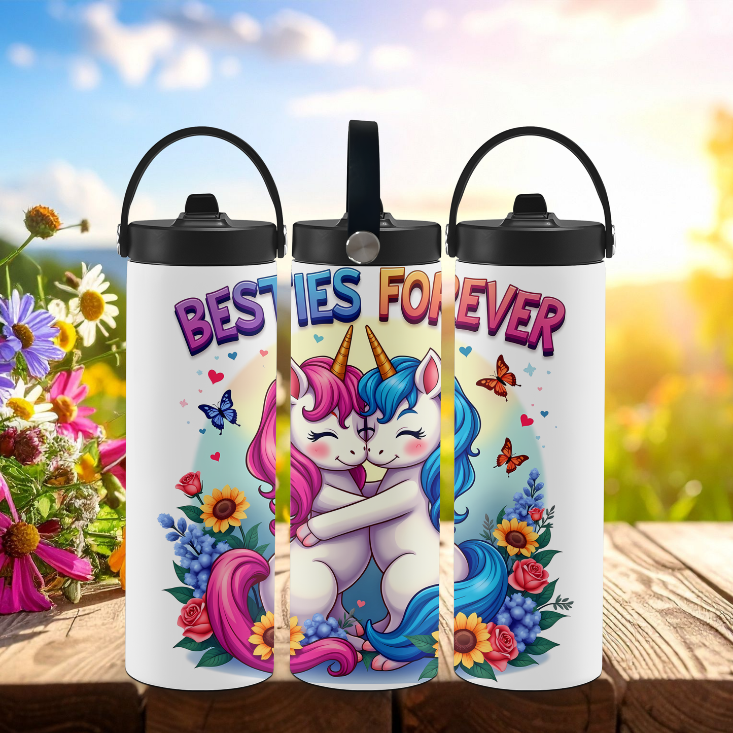 Personalized 20 oz Leak-Proof Water Bottle | Stainless Steel School Tumbler with Handle