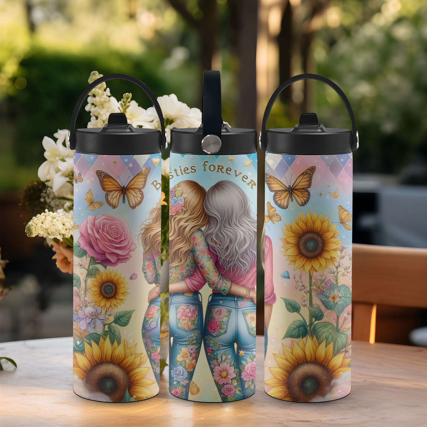 Personalized 20 oz Leak-Proof Water Bottle | Stainless Steel School Tumbler with Handle