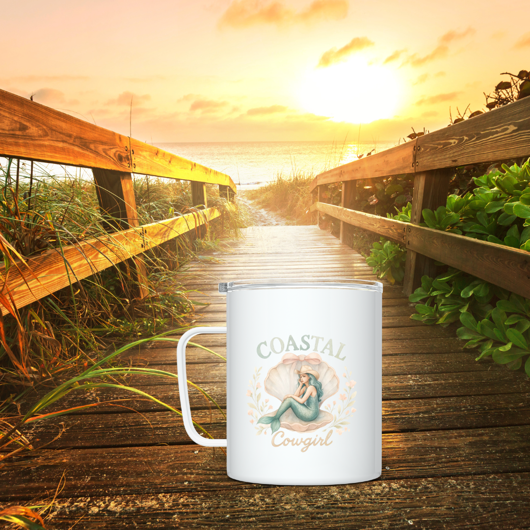 Coastal Cowgirl Mermaid Tumbler, Tote Bag & Accessories 🐚🤍