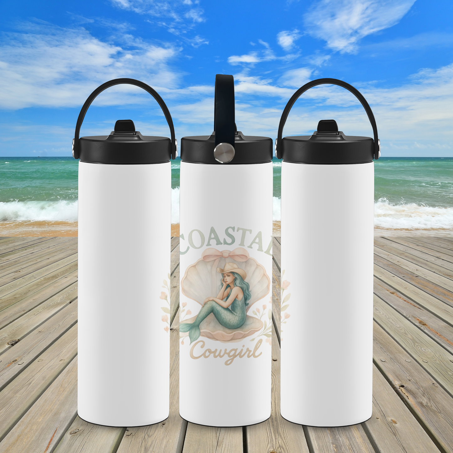 Coastal Cowgirl Mermaid Tumbler, Tote Bag & Accessories 🐚🤍