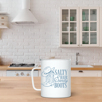 Salty Hair Sandy Boots Tumbler, Tote Bag & Coastal Accessories 🌊🤍