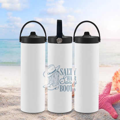 Salty Hair Sandy Boots Tumbler, Tote Bag & Coastal Accessories 🌊🤍
