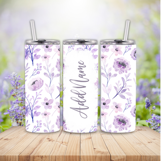 Personalized Floral 20 oz Skinny Tumblers (Mult. Styles to Choose From)