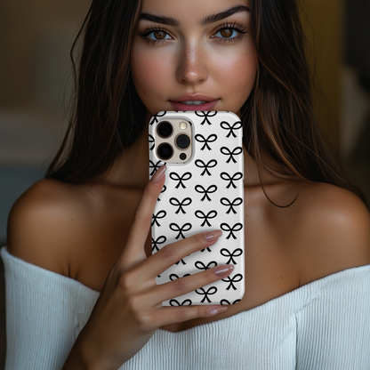 Phone Case- Black & White Bows