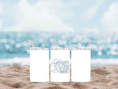 Salty Hair Sandy Boots Tumbler, Tote Bag & Coastal Accessories 🌊🤍