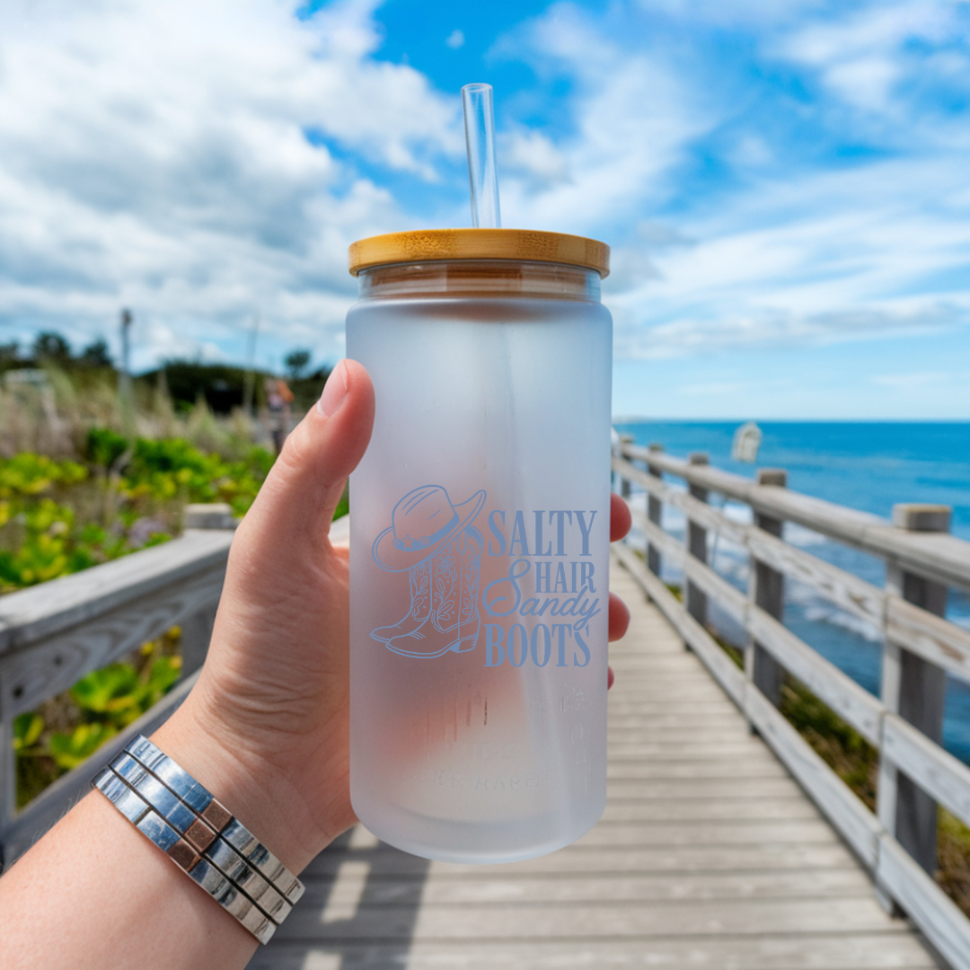 Salty Hair Sandy Boots Tumbler, Tote Bag & Coastal Accessories 🌊🤍