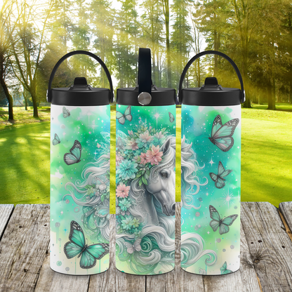 Personalized 20 oz Leak-Proof Water Bottle | Stainless Steel School Tumbler with Handle
