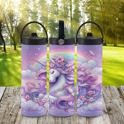 Personalized 20 oz Leak-Proof Water Bottle | Stainless Steel School Tumbler with Handle