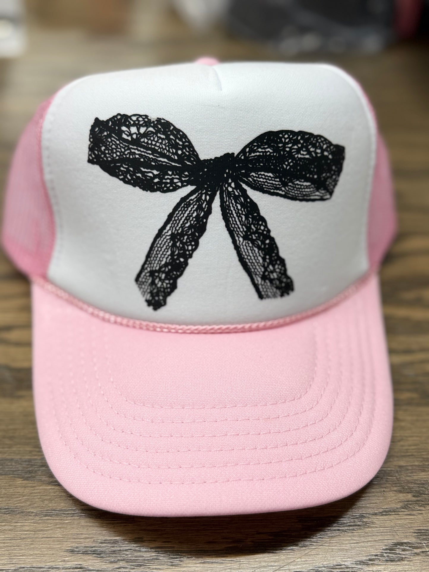 Black Lace Bow Trucker Hats