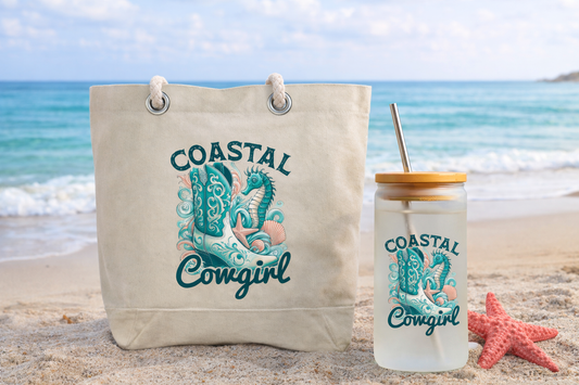 Coastal Cowgirl Boots & Starfish Tumbler, Tote Bag & Accessories 🤠🌊