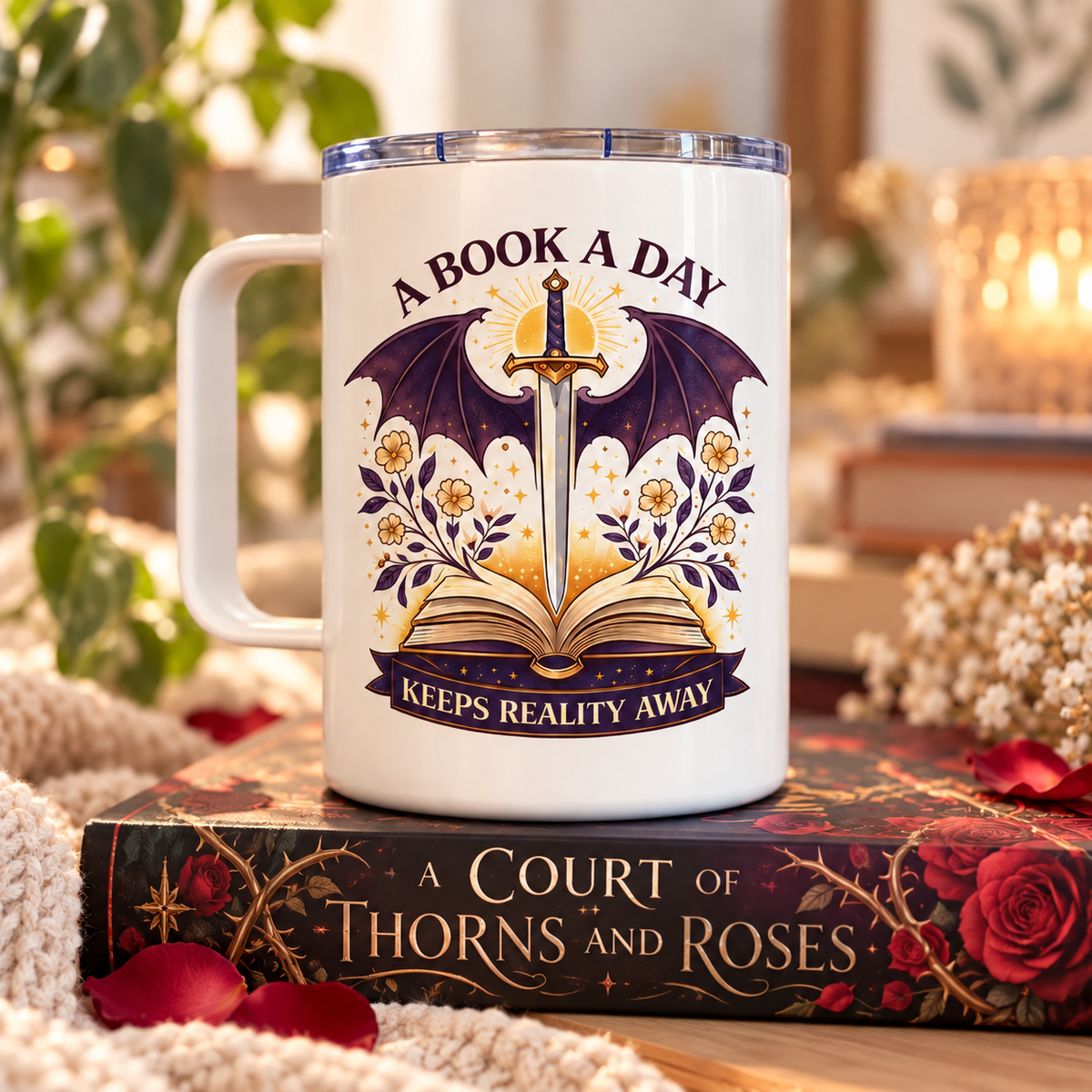 12 oz Stainless Steel Travel Mug, Bookish Designs, Gift for Her (Choose Style)