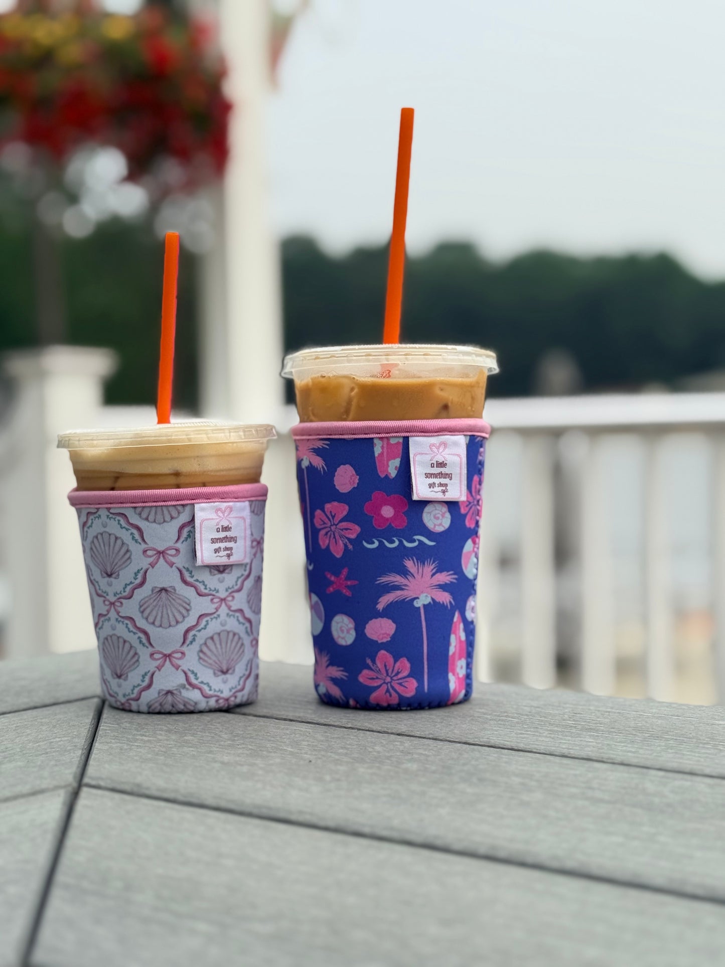 Pretty in Pink Coquette & Shells  Coffee Sleeve – Small (16–18 oz) ☕🌸