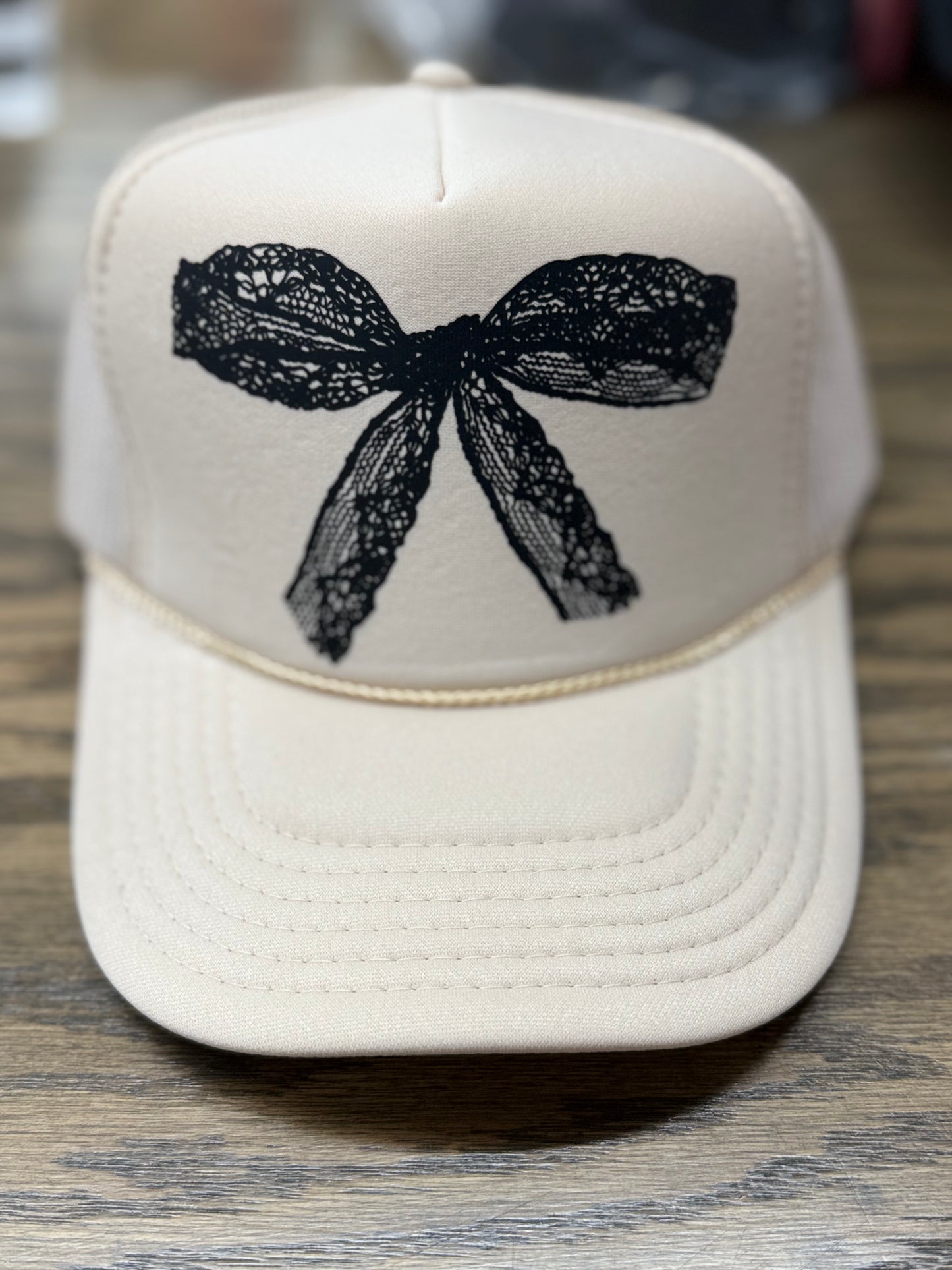 Black Lace Bow Trucker Hats