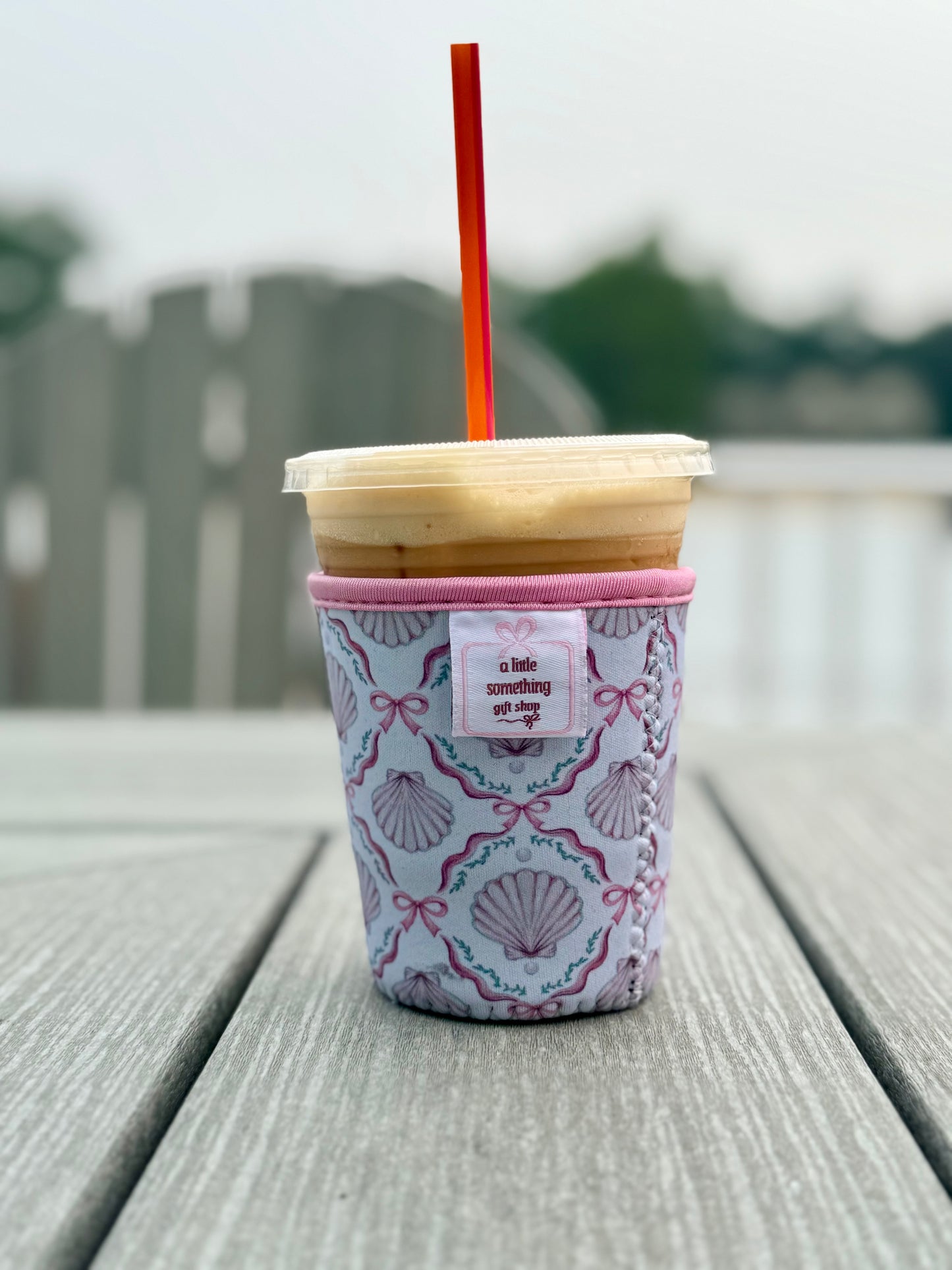 Pretty in Pink Coquette & Shells  Coffee Sleeve – Small (16–18 oz) ☕🌸