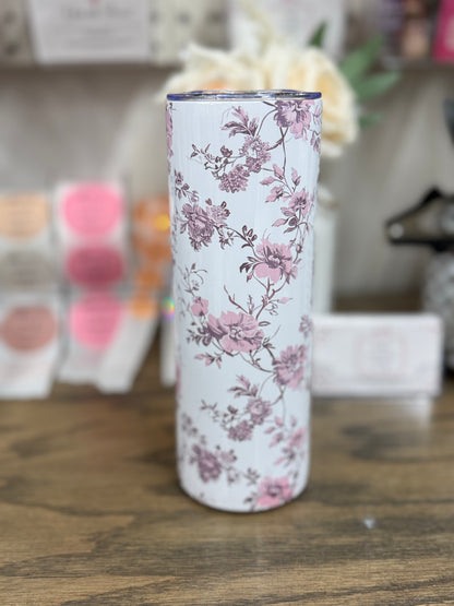 Personalized Floral 20 oz Skinny Tumblers (Mult. Styles to Choose From)