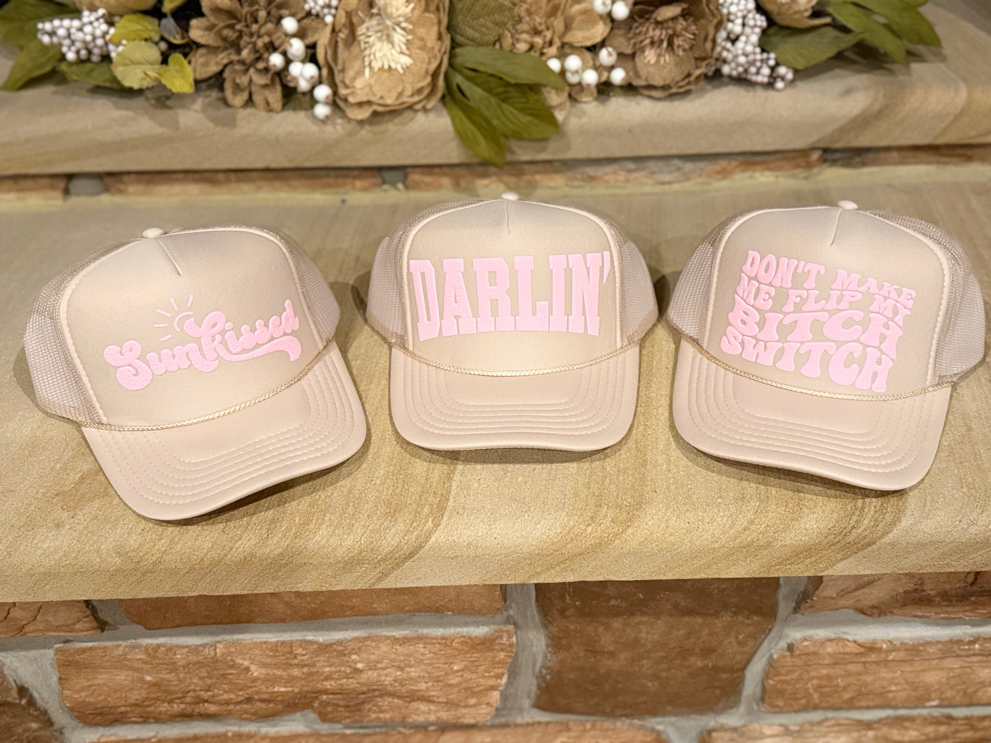 Bold puff vinyl hats made just for you – pick your color & saying!
