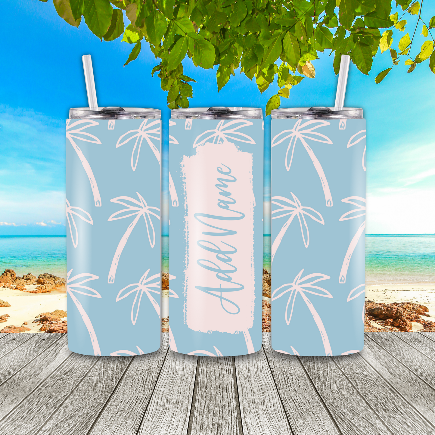 Personalized Summer/Vacation Inspired 20 oz Skinny Tumblers (Choose your design)
