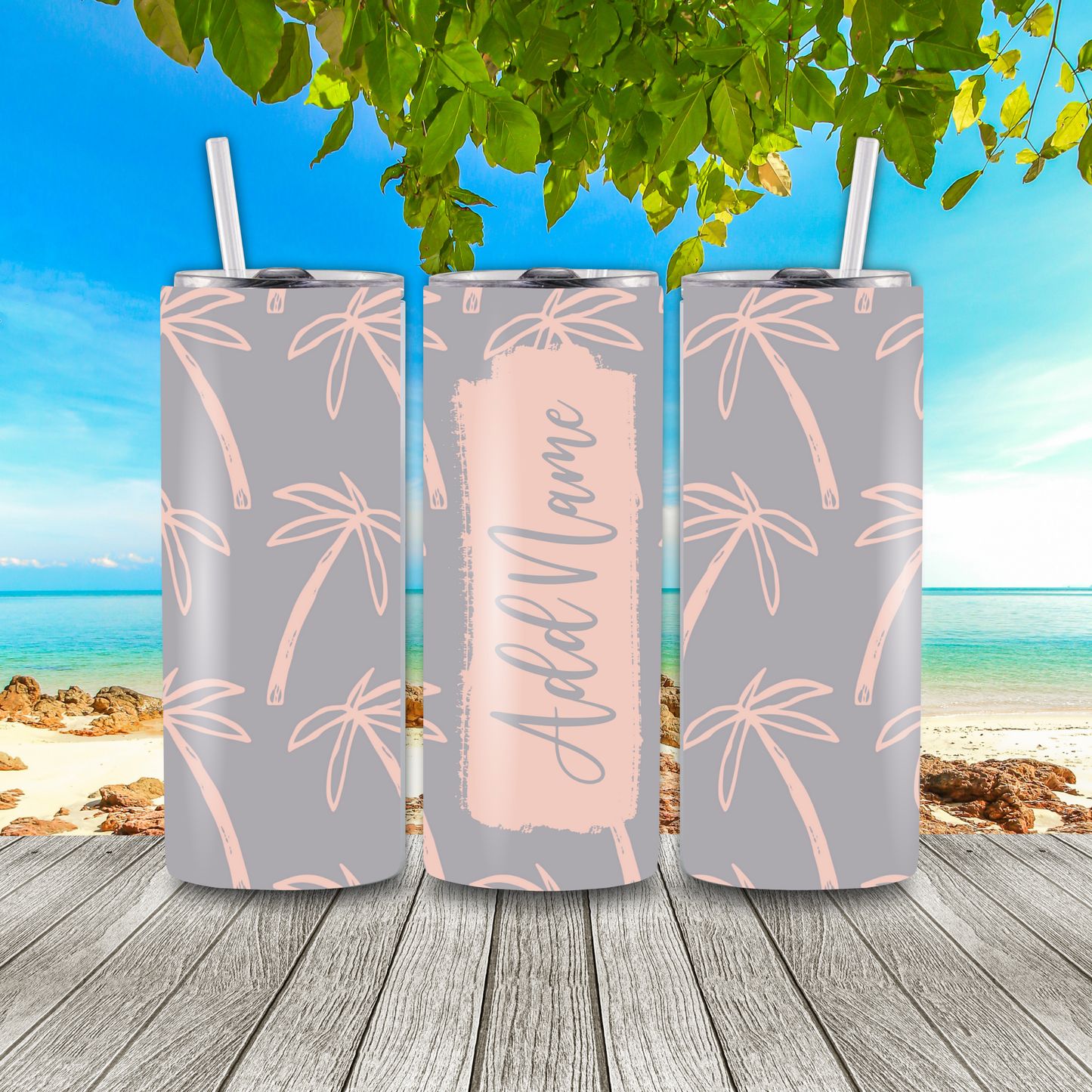 Personalized Summer/Vacation Inspired 20 oz Skinny Tumblers (Choose your design)