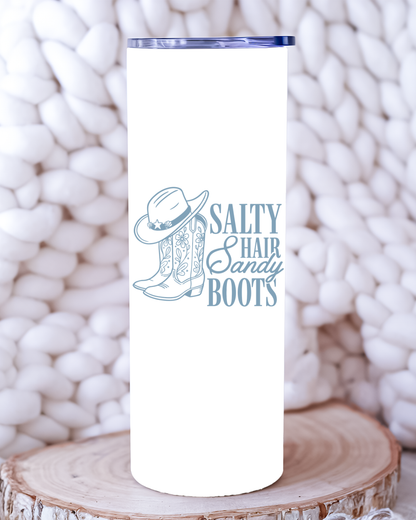 Salty Hair Sandy Boots Tumbler, Tote Bag & Coastal Accessories 🌊🤍